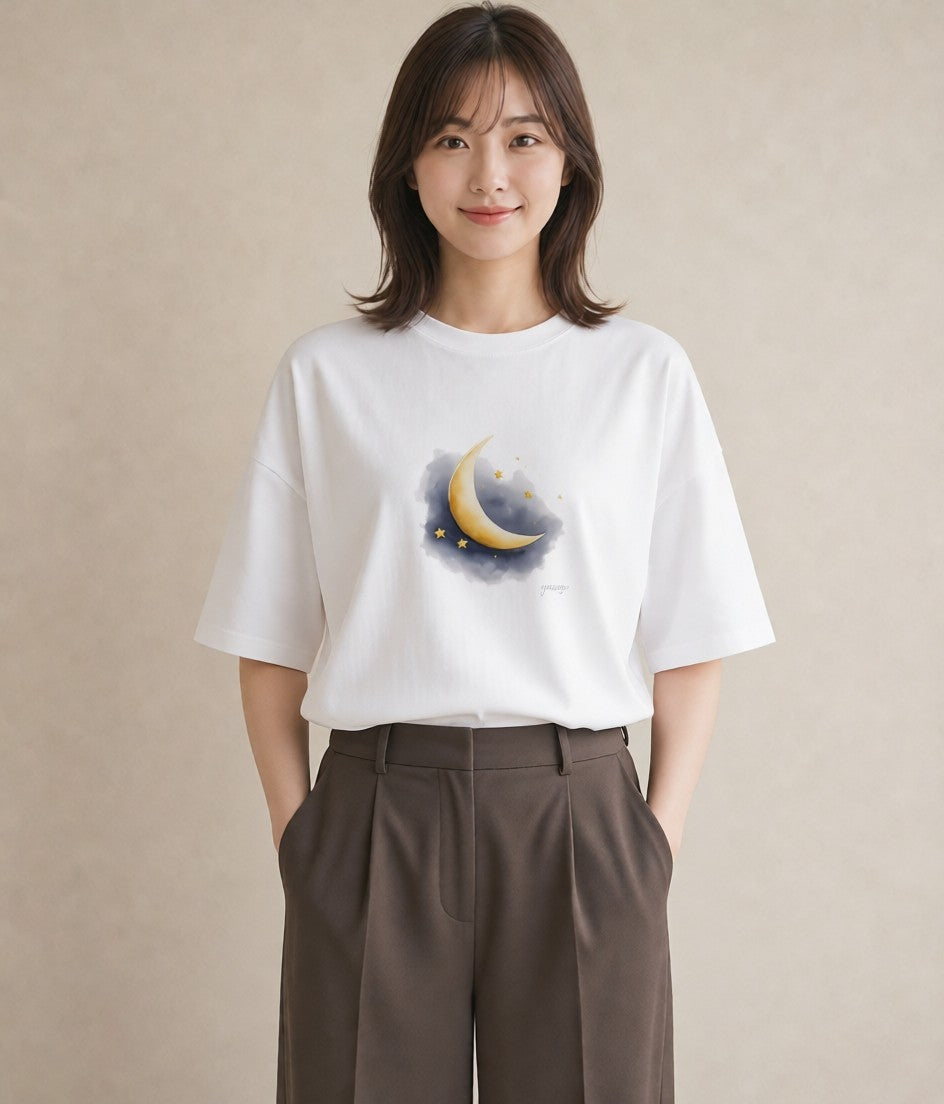 プリントTシャツ レディース 牡羊座 星空 宇宙 イラスト ゆるコーデ 夏コーデ 通学 白T YMAZO