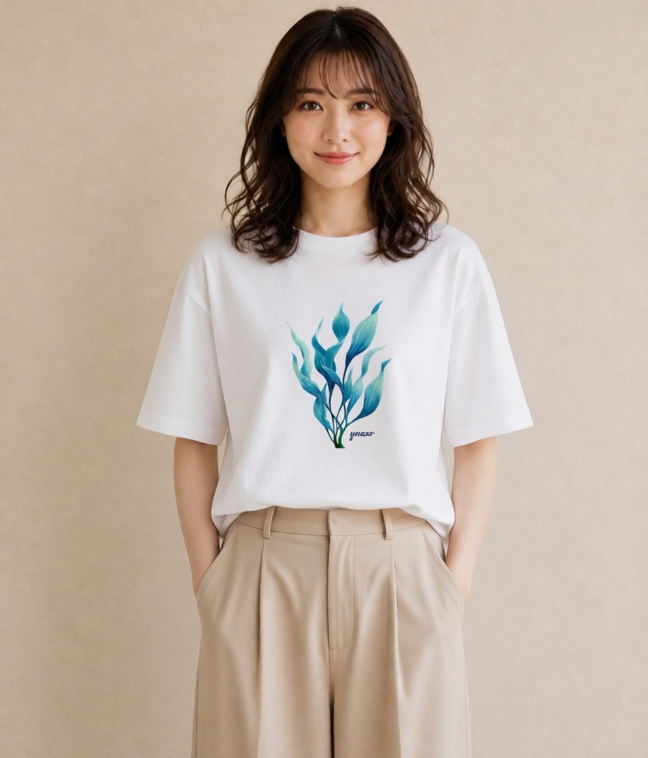 グラフィックTシャツ レディース つる 植物 ボタニカル イラスト 韓国風 春コーデ 姉妹 白T YMAZO