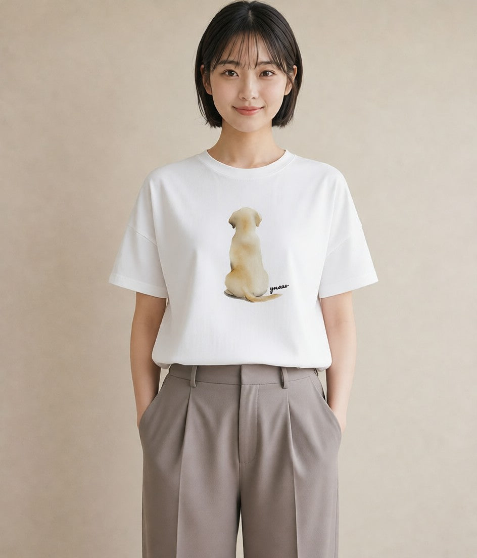 半袖Tシャツ レディース ラブラドールレトリバー 犬 いぬ イラスト レトロ 春コーデ 姉妹 白T YMAZO