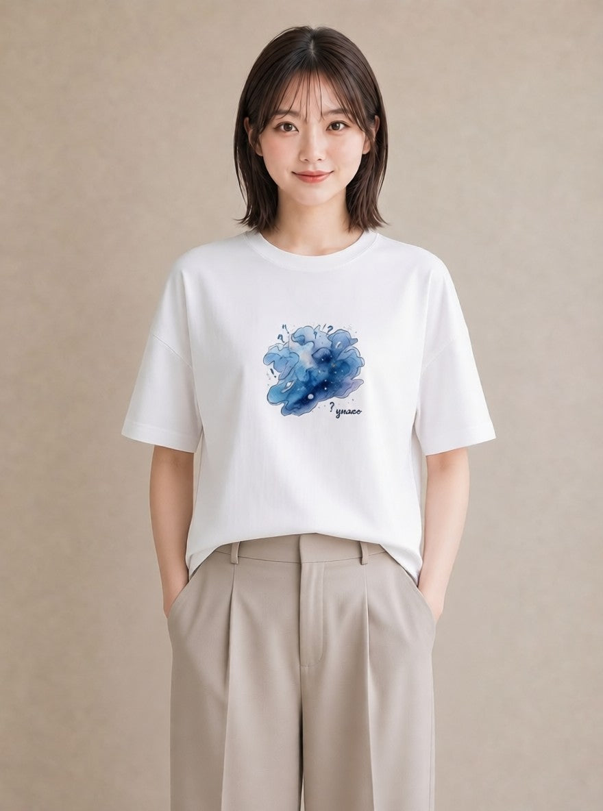 デザインTシャツ レディース 牡牛座 星空 宇宙 イラスト 普段使い 送別ギフト 通勤 白T YMAZO