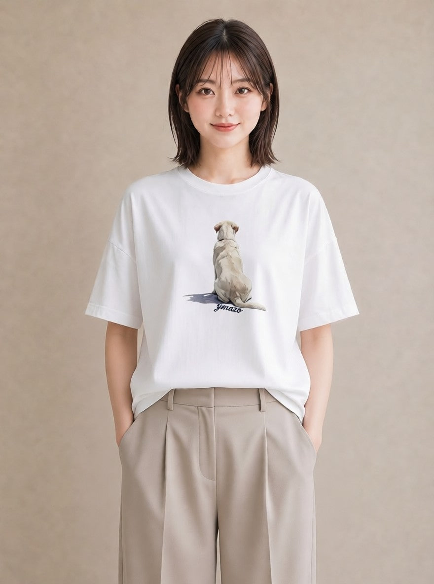 プリントTシャツ レディース 愛犬 犬 いぬ イラスト レトロ お出かけ 普段着 白T YMAZO