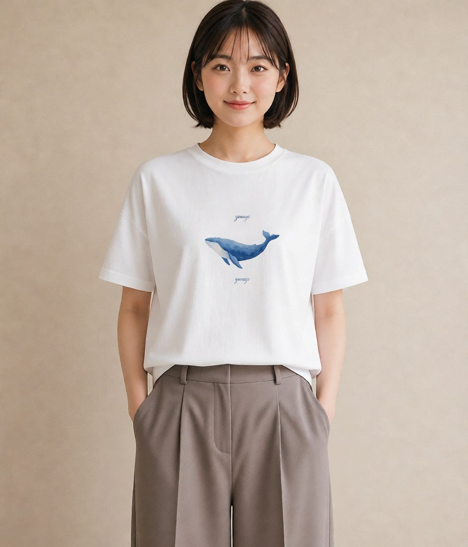 グラフィックTシャツ レディース シャチ 海の生き物 海 イラスト 休日コーデ 部屋着 女性向けギフト 白T YMAZO