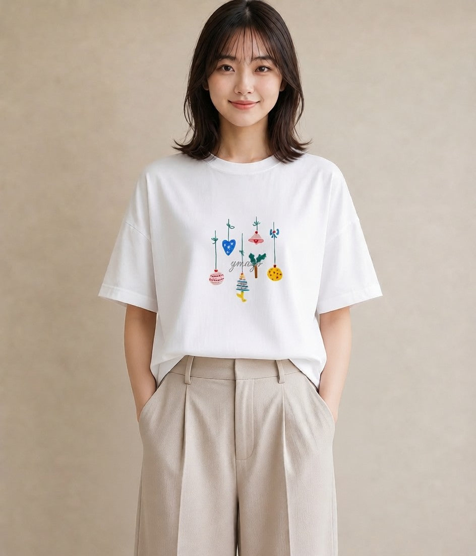 グラフィックTシャツ レディース 風鈴 ガラス 夏 ナチュラル アンティーク イラスト きれいめカジュアル 親子 20代 白T YMAZO