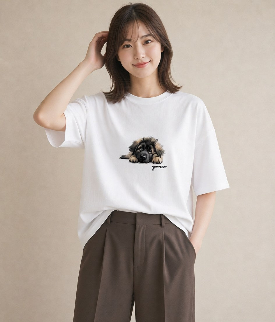 グラフィックTシャツ レディース 子犬 犬 いぬ イラスト 北欧風 女子会 お揃い 白T YMAZO