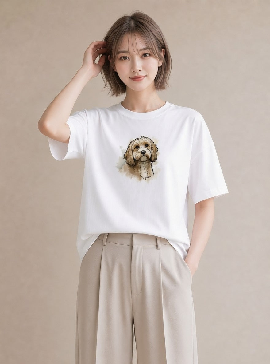 グラフィックTシャツ レディース 愛犬 犬 いぬ イラスト 個性的 親子 20代 白T YMAZO