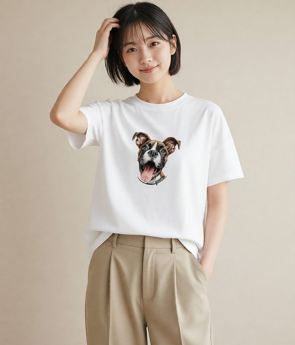 デザインTシャツ レディース 白柴 犬 いぬ イラスト ガーリー ラフ レイヤード 白T YMAZO