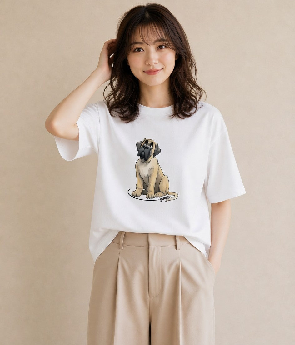 デザインTシャツ レディース 黒柴 犬 いぬ イラスト 個性的 旅行用 海 白T YMAZO