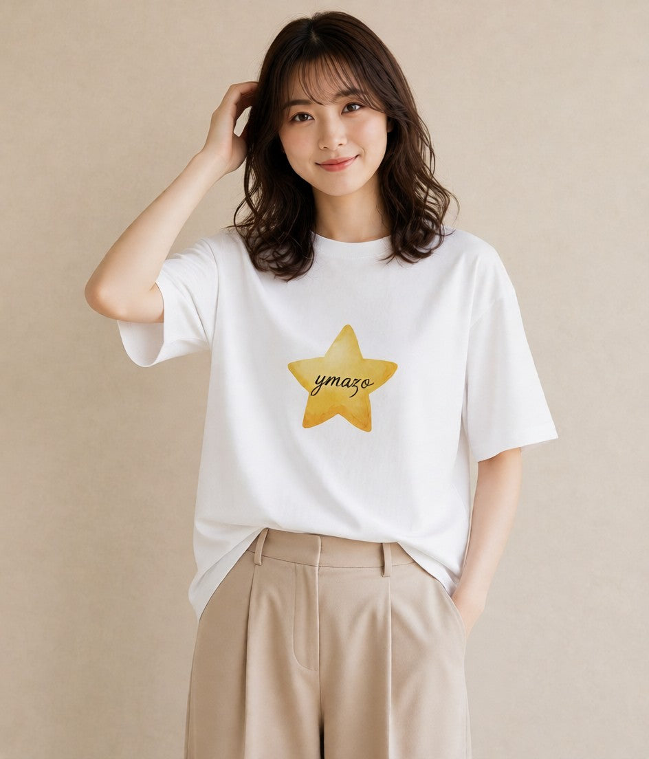 半袖Tシャツ レディース ヒトデ 海の生き物 海 イラスト きれいめカジュアル ミセス 春コーデ 白T YMAZO