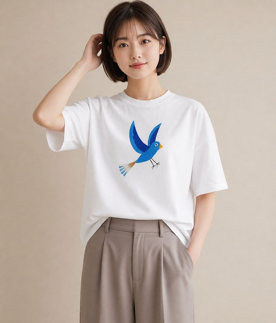 グラフィックTシャツ レディース セキセイインコ ペット 動物 イラスト 可愛い 社会人 女性 白T YMAZO