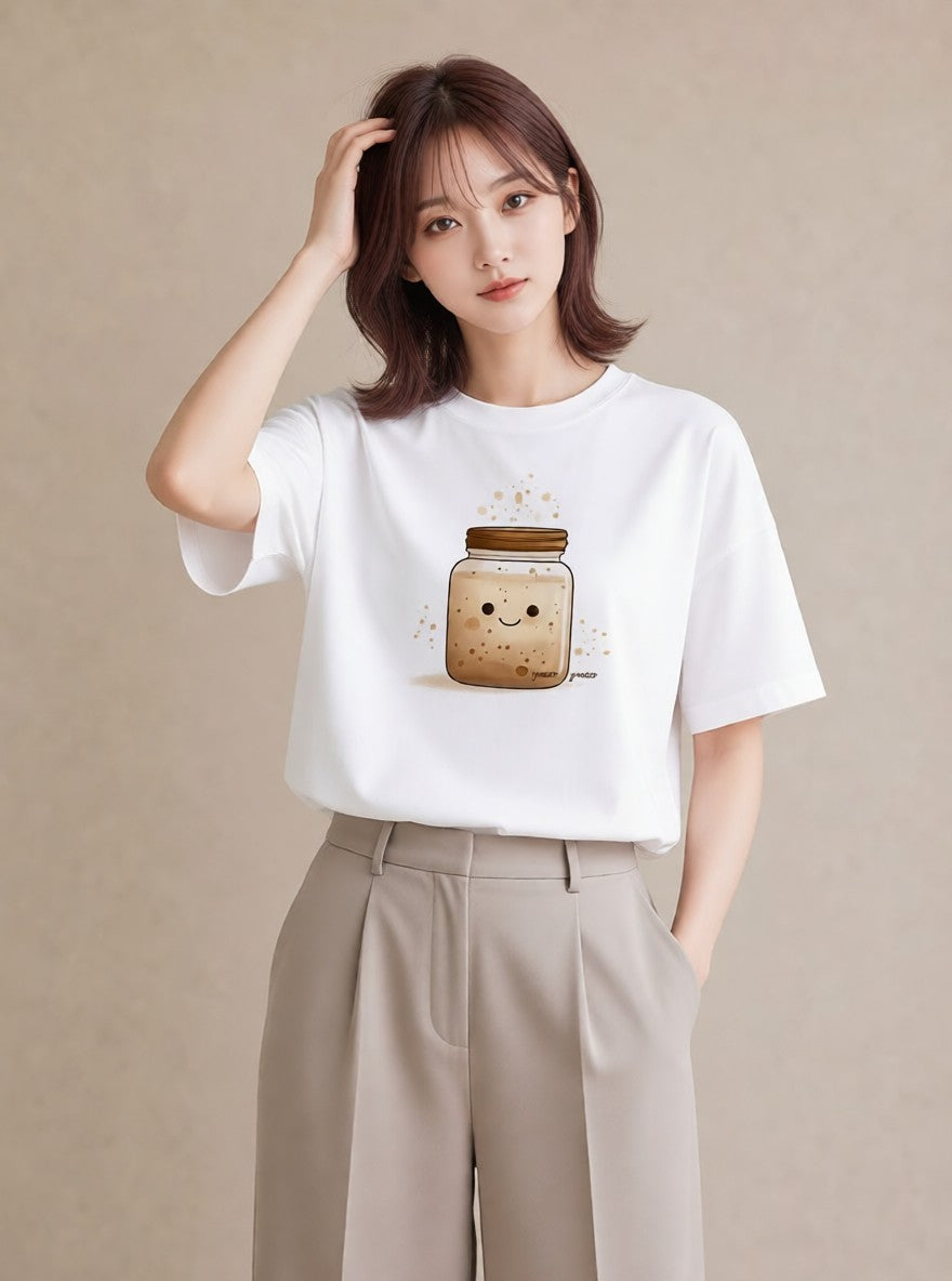 グラフィックTシャツ レディース ミルク 食べ物 フード イラスト ボタニカル 旅行用 海 白T YMAZO
