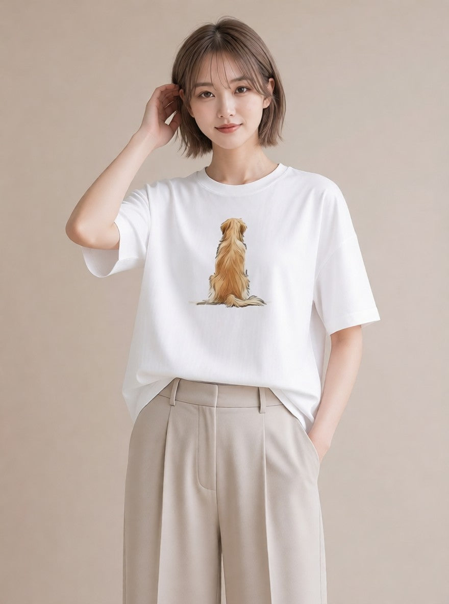 グラフィックTシャツ レディース 犬好き 犬 いぬ イラスト こなれ感 自分用 ルームウェア 白T YMAZO