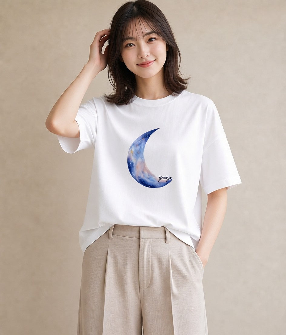 グラフィックTシャツ レディース 双子座 星空 宇宙 イラスト ニュアンス カフェ服 クリスマス 白T YMAZO