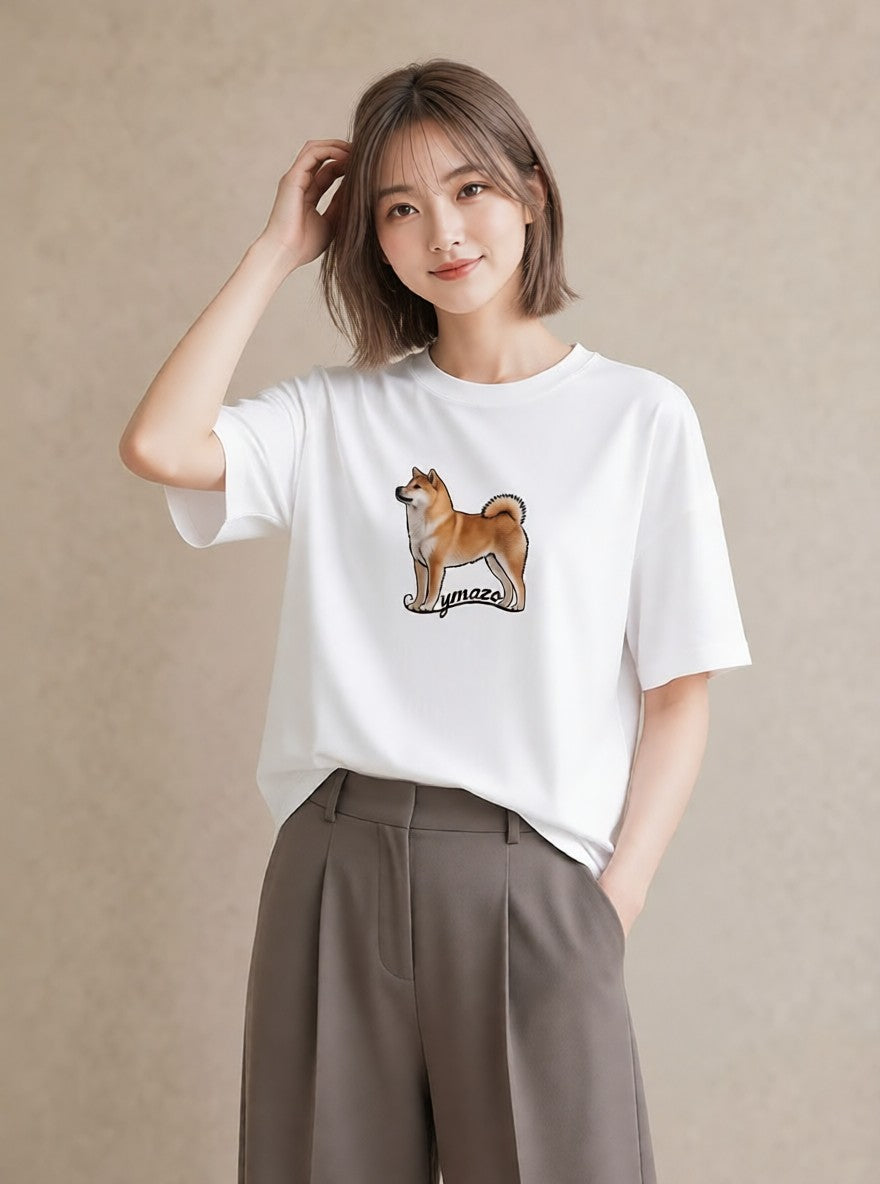 グラフィックTシャツ レディース 柴犬 しばいぬ 犬 いぬ イラスト 休日コーデ ギフト 母の日 白T YMAZO