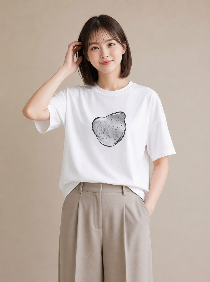 グラフィックTシャツ レディース 雨上がりの小道 雨上がり 小道 ナチュラル アンティーク イラスト ガーリー 旅行用 海 白T YMAZO