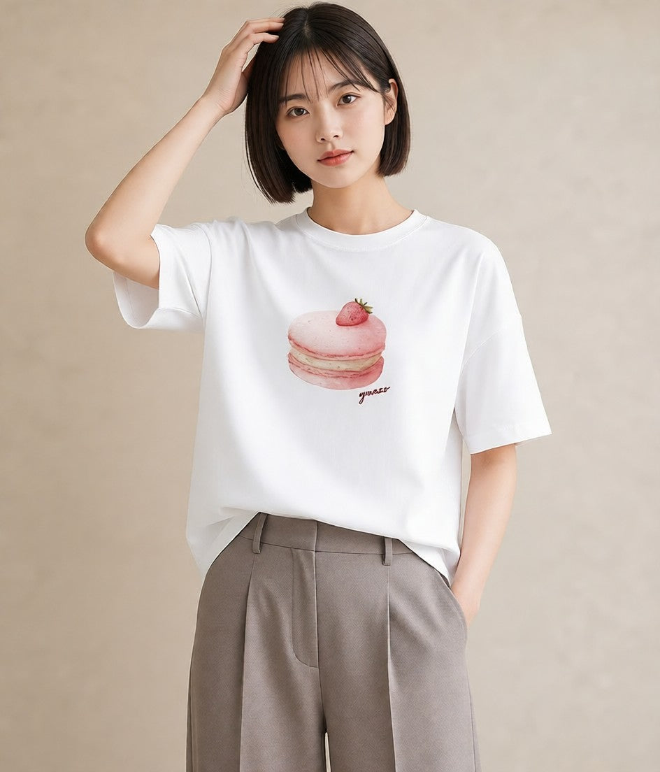 グラフィックTシャツ レディース おにぎり 食べ物 フード イラスト レトロ 公園 ママ 白T YMAZO