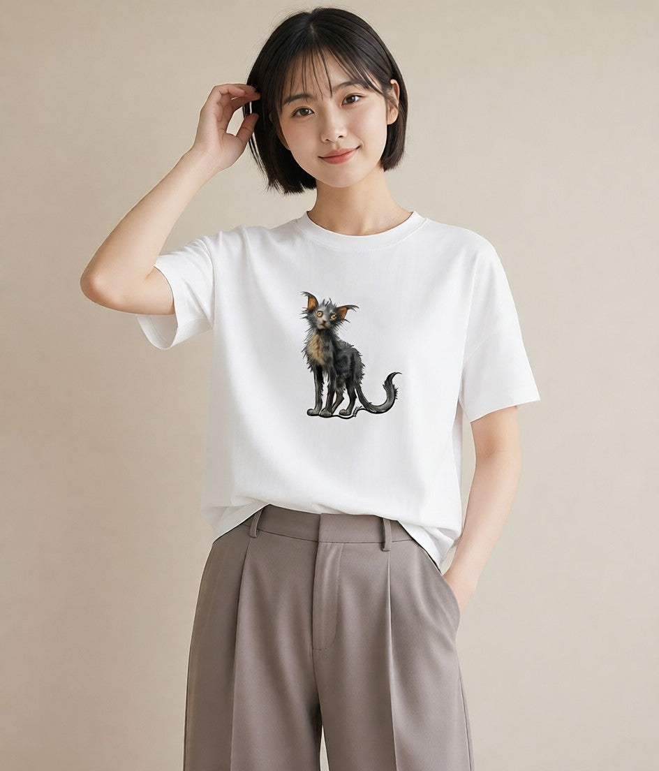 グラフィックTシャツ レディース ソマリ 猫 ねこ イラスト 休日コーデ カフェ服 クリスマス 白T YMAZO