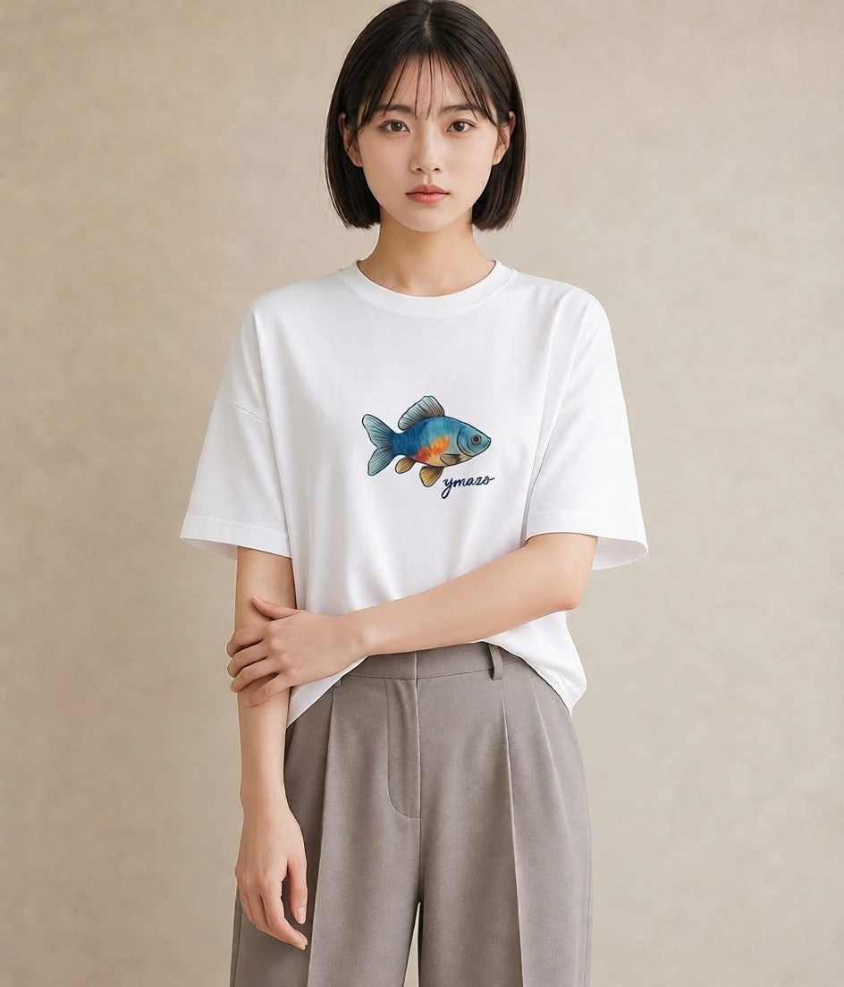 Tシャツ レディース ベタ ペット 動物 イラスト 旅行用 海 白T YMAZO