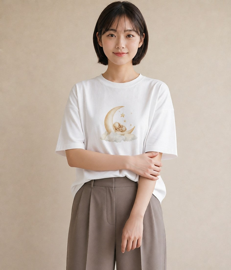 グラフィックTシャツ レディース 星空 宇宙 イラスト 韓国風 旅行用 海 白T YMAZO