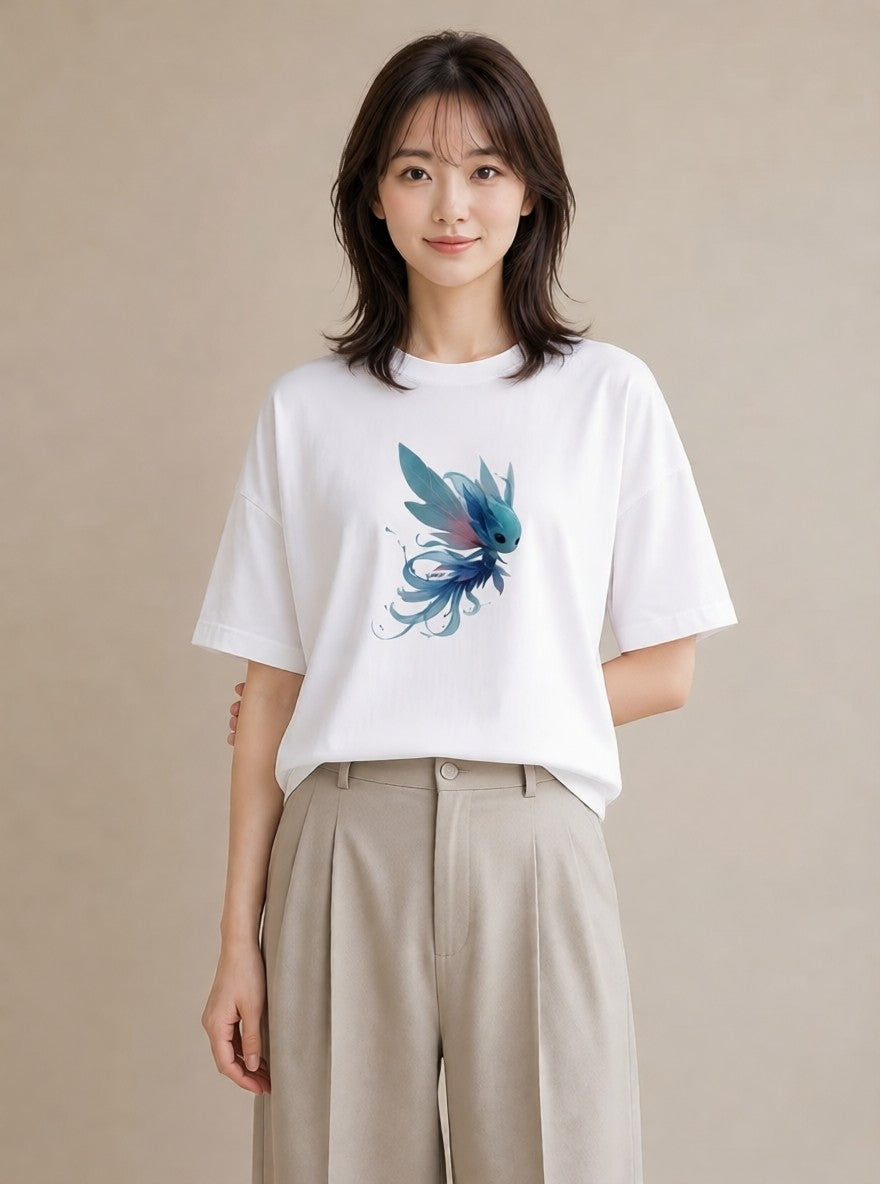 デザインTシャツ レディース グッピー ペット 動物 イラスト ビーチ デイリーウェア 白T YMAZO