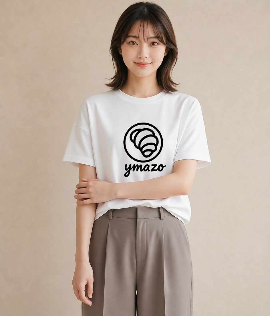 半袖Tシャツ レディース カフェ カフェロゴ ロゴ イラスト ミニマル ルームウェア ギフト 白T YMAZO