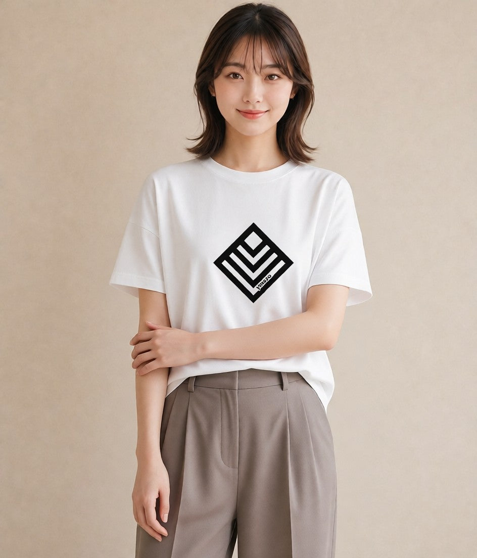半袖Tシャツ レディース 手鏡 アンティーク レトロ ナチュラル イラスト 休日コーデ 送別ギフト 通勤 白T YMAZO