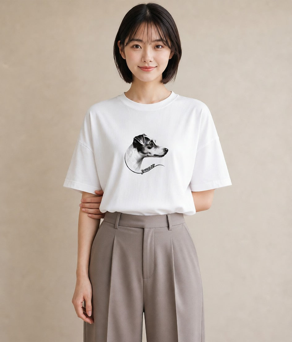 プリントTシャツ レディース ジャックラッセルテリア 犬 いぬ イラスト カジュアル 秋コーデ おしゃれギフト 白T YMAZO