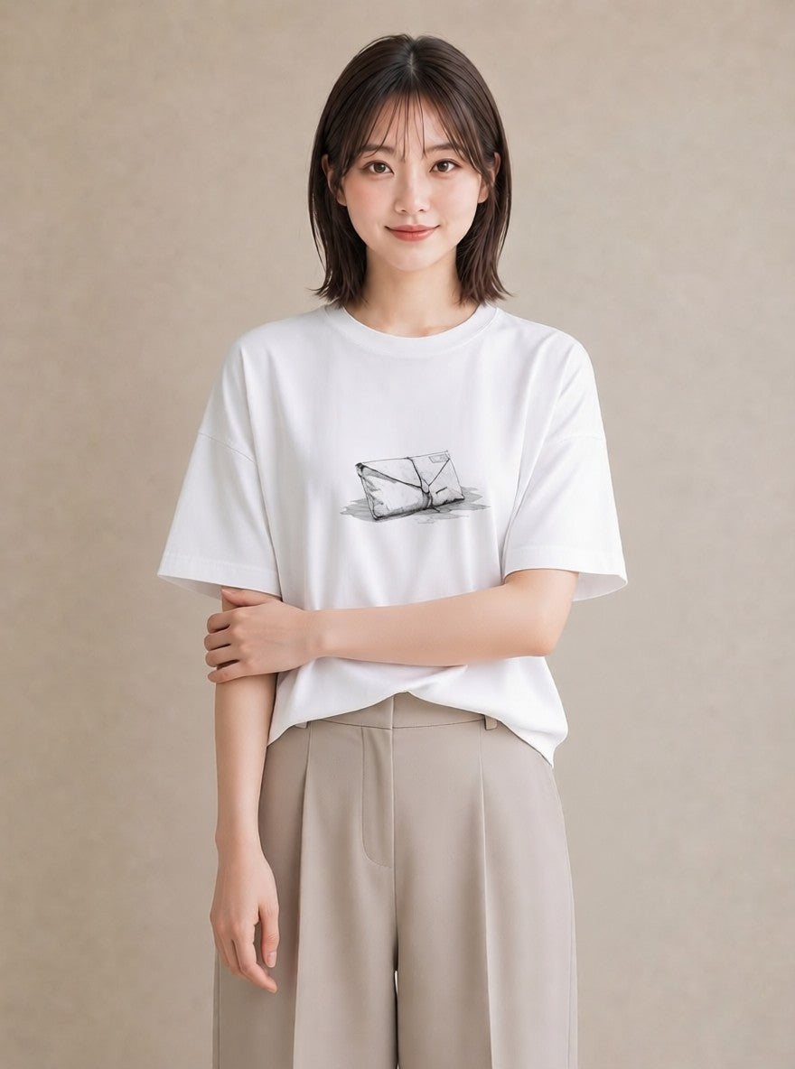 グラフィックTシャツ レディース 封蝋 手紙 アンティーク ナチュラル イラスト 上品 誕生日プレゼント 綿100 白T YMAZO
