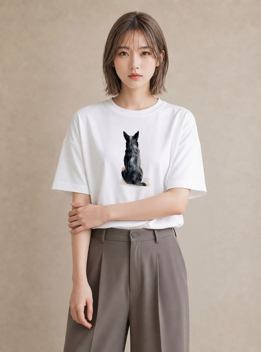 デザインTシャツ レディース スフィンクス 猫 ねこ イラスト アート風 カフェ巡り 女子会 白T YMAZO