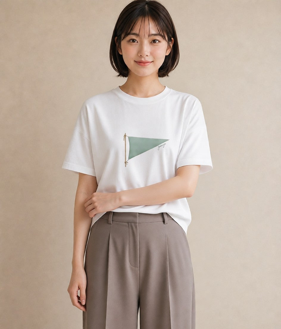 グラフィックTシャツ レディース 洗濯物 風 ナチュラル アンティーク イラスト ボタニカル 敬老の日 ホワイトデー 白T YMAZO