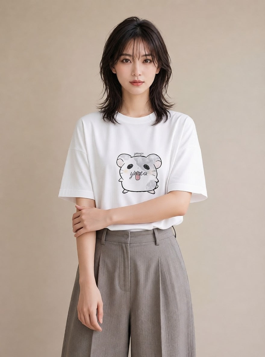 Tシャツ レディース ロボロフスキー ペット 動物 イラスト 個性的 おしゃれギフト 社会人 白T YMAZO