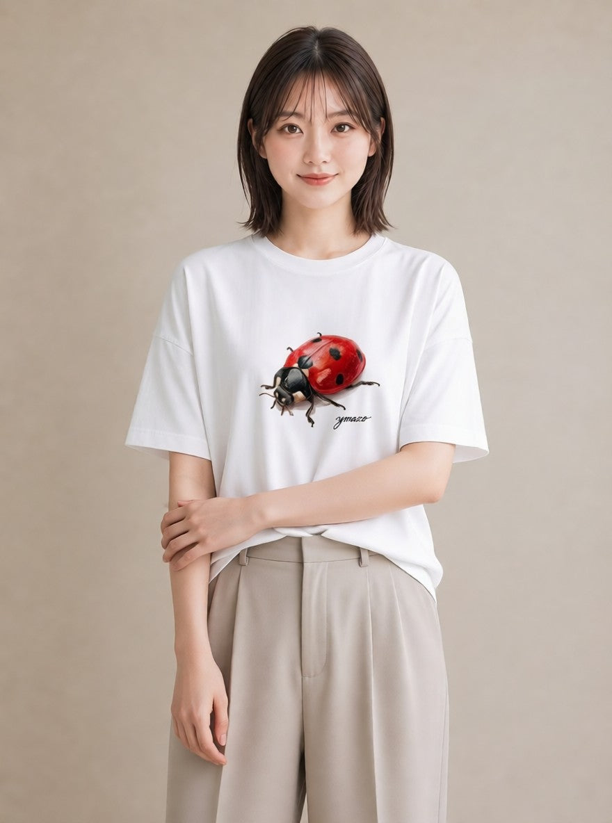 半袖Tシャツ レディース アリ 昆虫 虫 イラスト 手描き風 通勤 在宅 白T YMAZO