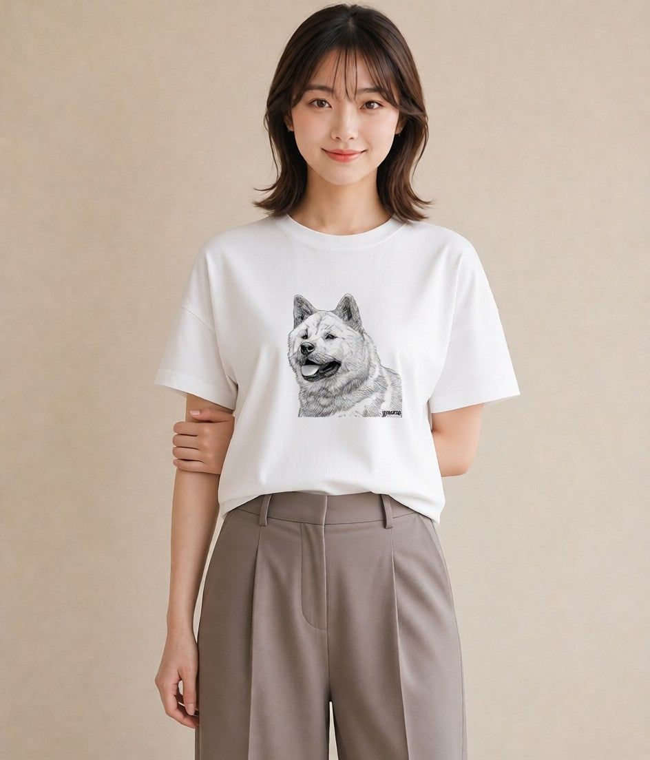 Tシャツ レディース 柴犬 しばいぬ 犬 いぬ イラスト 女性向けギフト 散歩 白T YMAZO