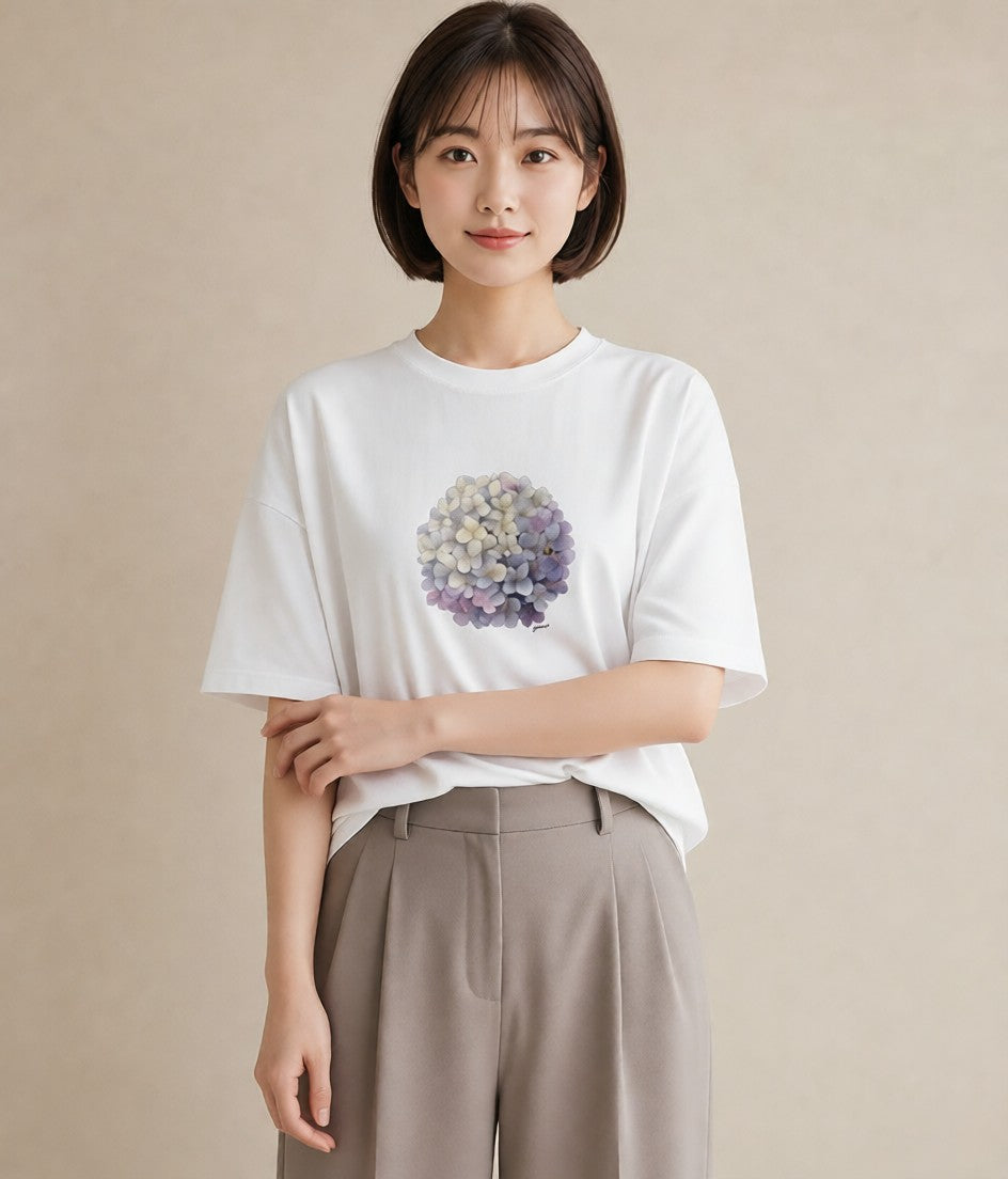 デザインTシャツ レディース スミレ 花 花柄 イラスト ラフ 春コーデ 姉妹 白T YMAZO