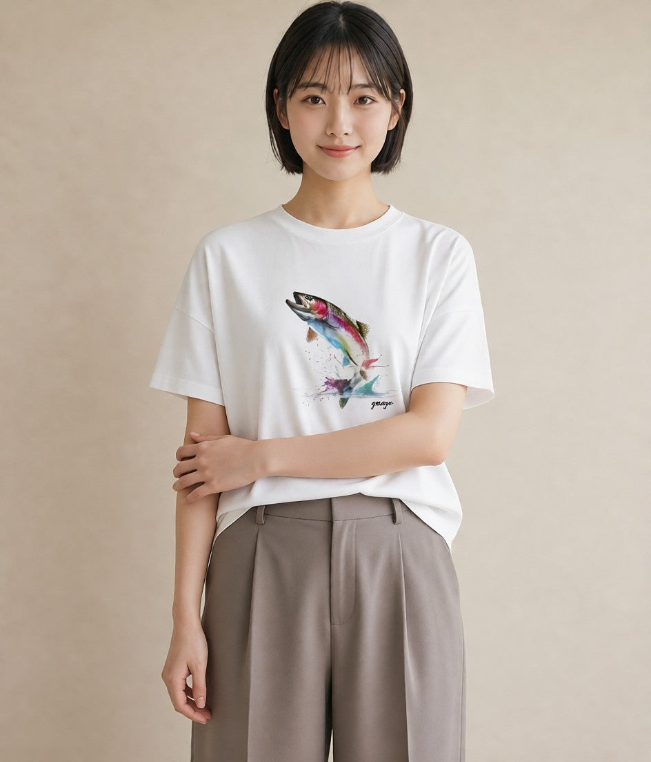 Tシャツ レディース グッピー ペット 動物 イラスト ゆるかわ 女性向けギフト 散歩 白T YMAZO