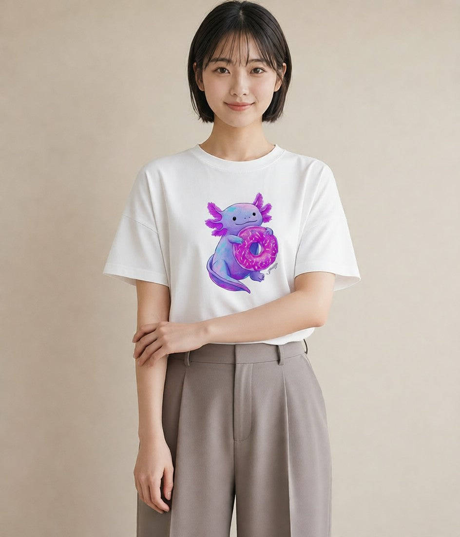プリントTシャツ レディース ドーナツ 食べ物 フード イラスト モード クリスマス 旅行 白T YMAZO