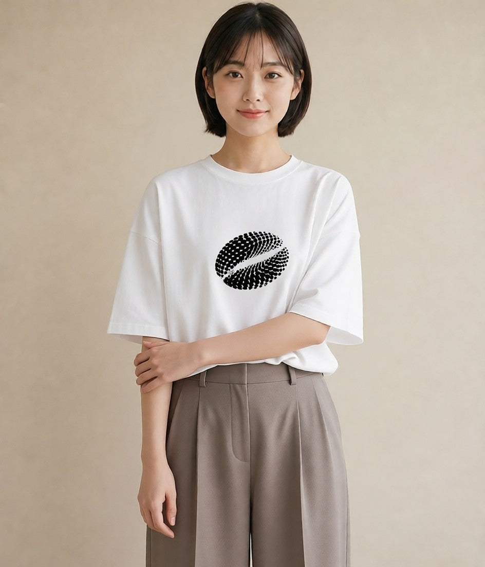 グラフィックTシャツ レディース カフェ カフェロゴ ロゴ イラスト 旅行コーデ 帰省 ラフ 白T YMAZO