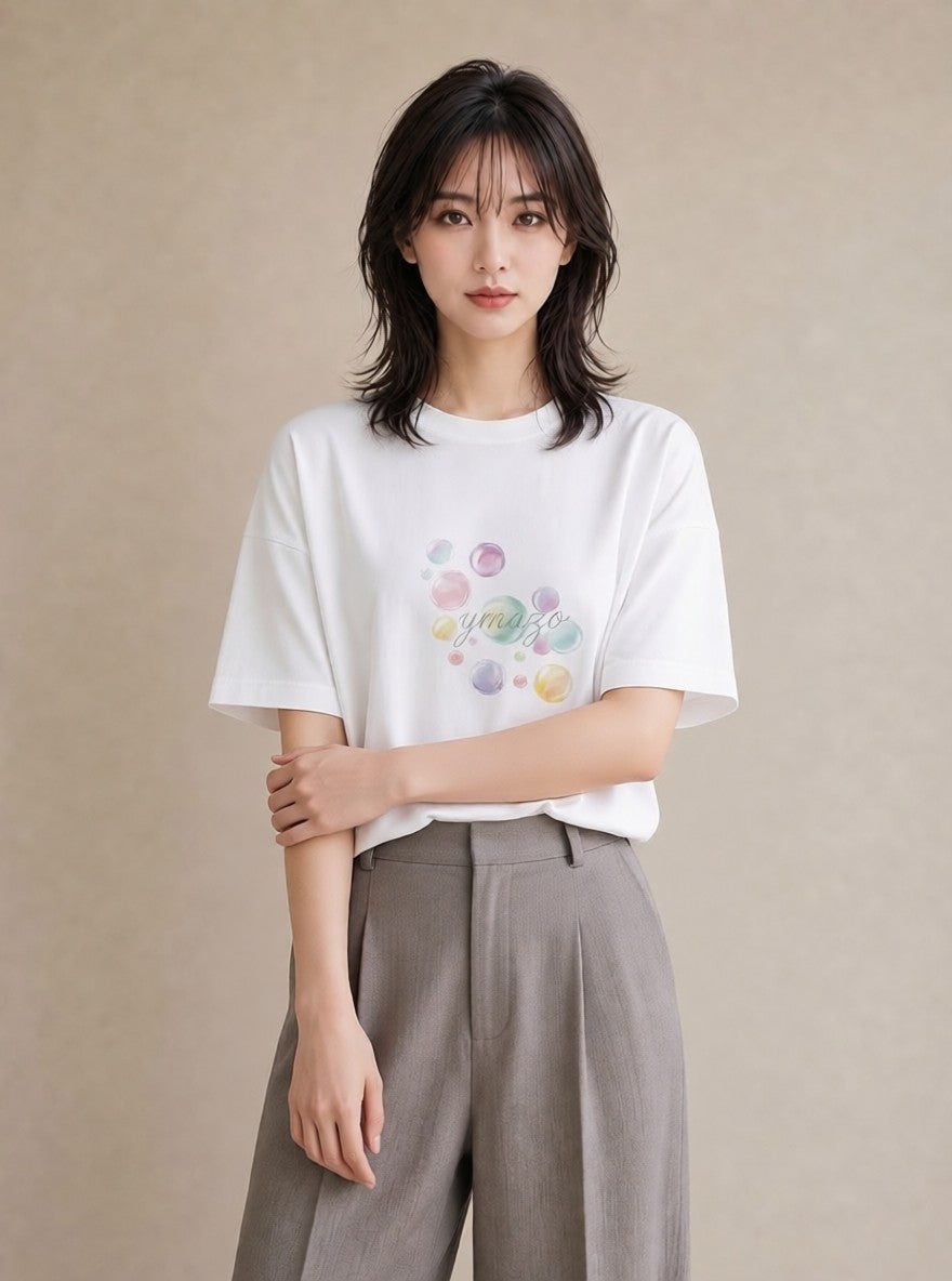 Tシャツ レディース 風鈴 ガラス 夏 ナチュラル アンティーク イラスト ユニーク 海 カフェ巡り 白T YMAZO