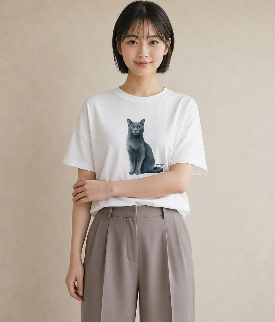 Tシャツ レディース シャム 猫 ねこ イラスト ニュアンス ギフト 母の日 白T YMAZO