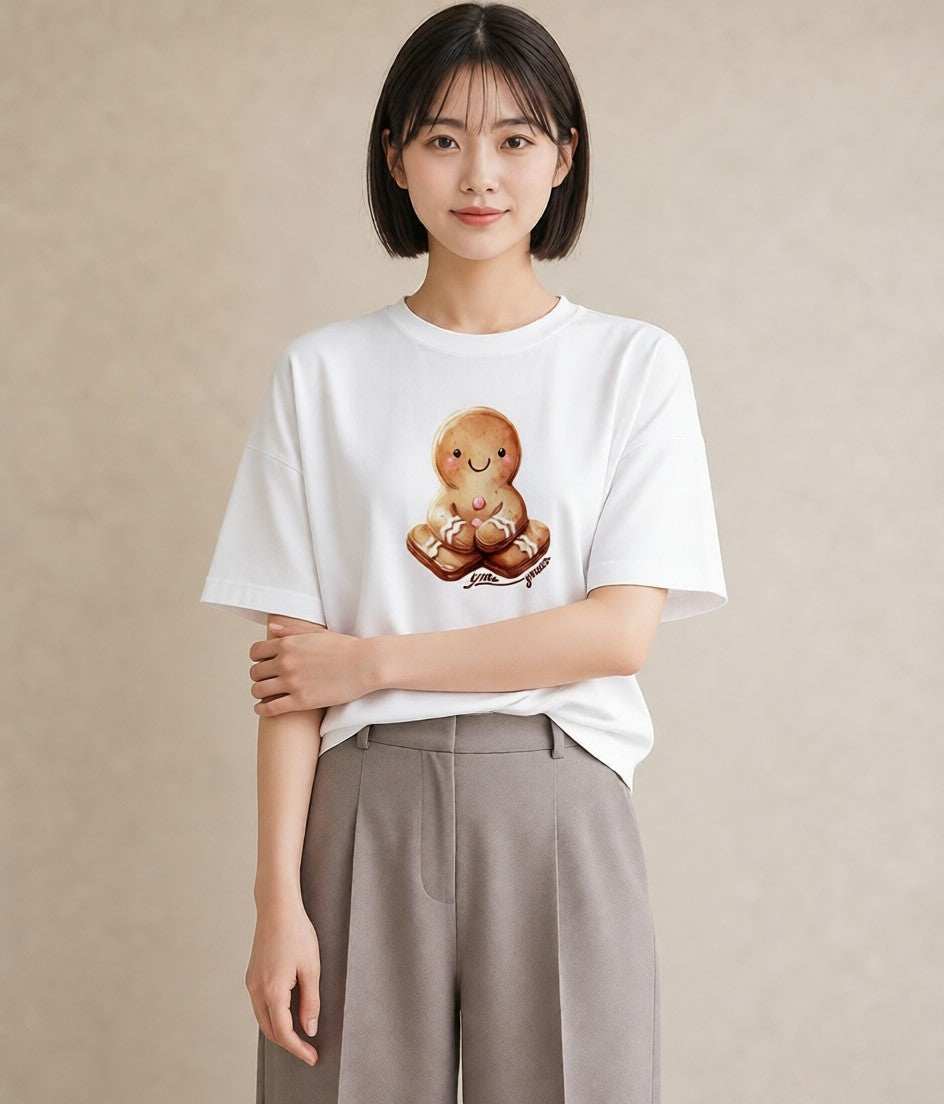 グラフィックTシャツ レディース クッキー 食べ物 フード イラスト ユニーク おしゃれギフト 社会人 白T YMAZO