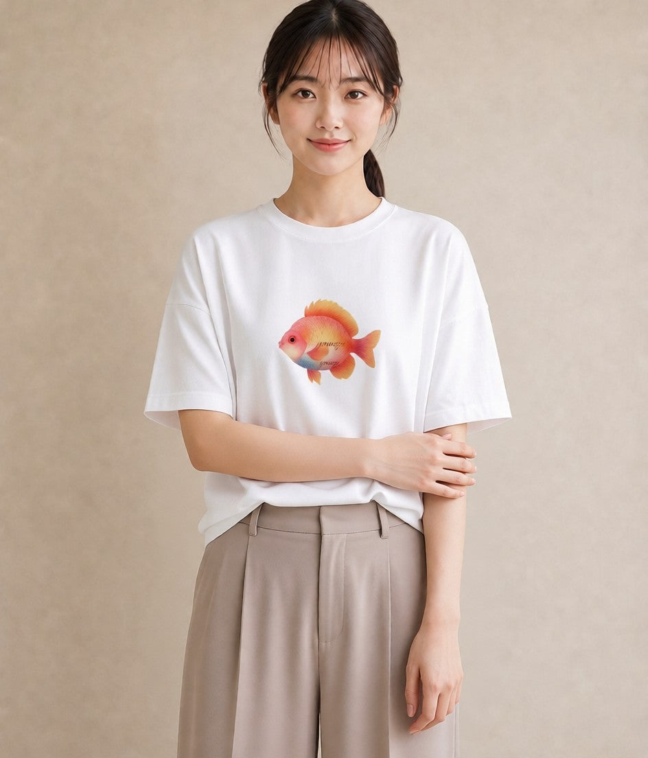 半袖Tシャツ レディース たい焼き 食べ物 フード イラスト 可愛い ビーチ デイリーウェア 白T YMAZO