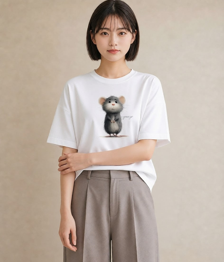 デザインTシャツ レディース チンチラ ペット 動物 イラスト ナチュラル 週末コーデ 敬老の日 白T YMAZO