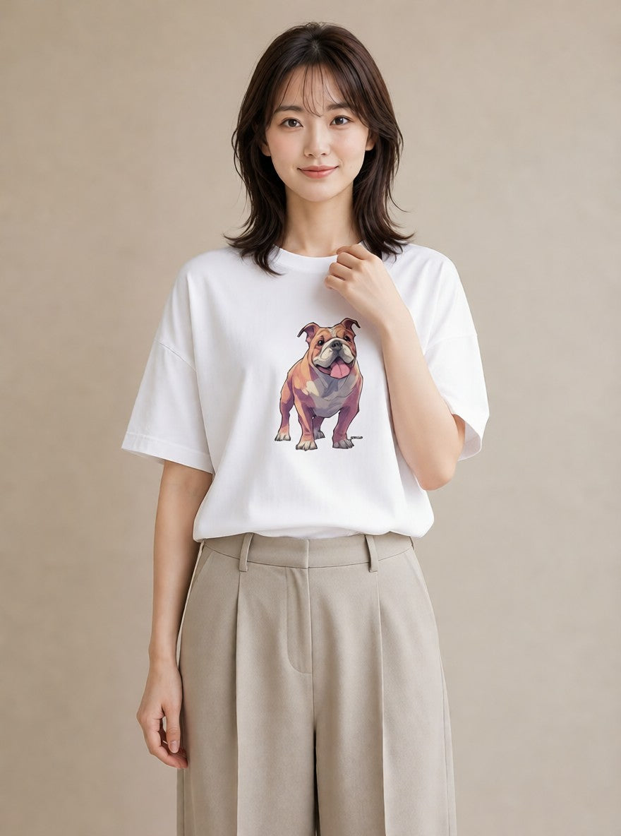 半袖Tシャツ レディース 老犬 犬 いぬ イラスト 母の日 ビーチ 白T YMAZO