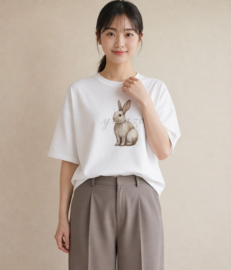 グラフィックTシャツ レディース ホーランドロップ ペット 動物 イラスト 北欧風 部屋着 女性向けギフト 白T YMAZO