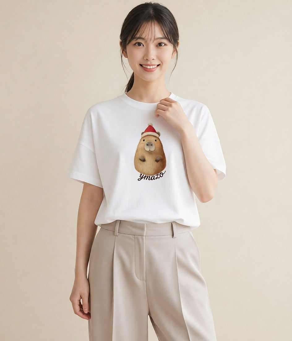プリントTシャツ レディース ジャンガリアンハムスター ペット 動物 イラスト シンプル 休日 ペアコーデ 白T YMAZO