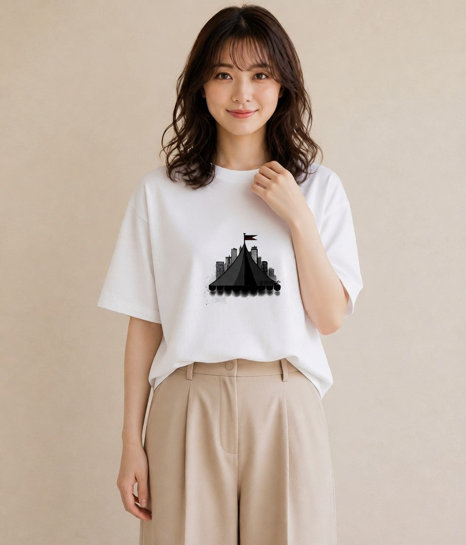 プリントTシャツ レディース 窓辺の雨 雨の日 窓 ナチュラル アンティーク イラスト 秋コーデ おしゃれギフト 白T YMAZO
