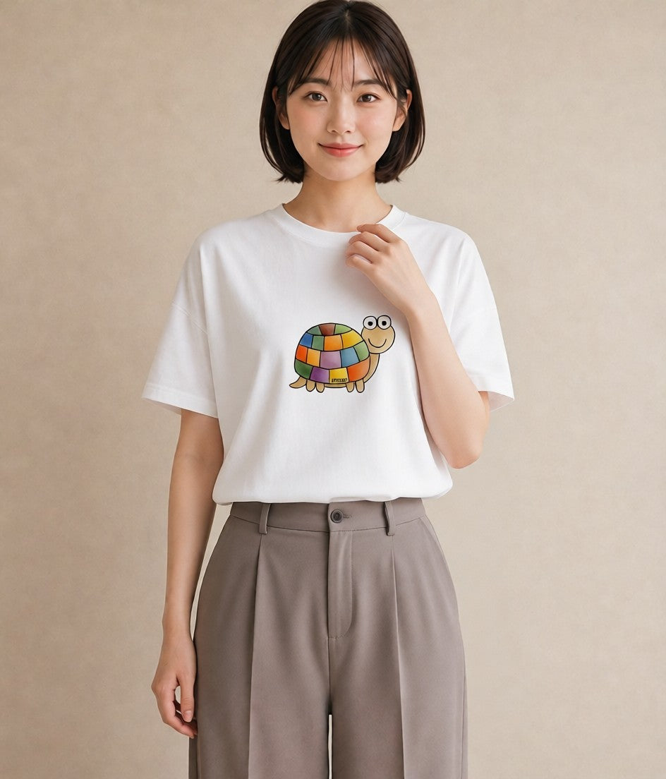 半袖Tシャツ レディース かたつむり 昆虫 虫 イラスト カジュアル お出かけ 普段着 白T YMAZO