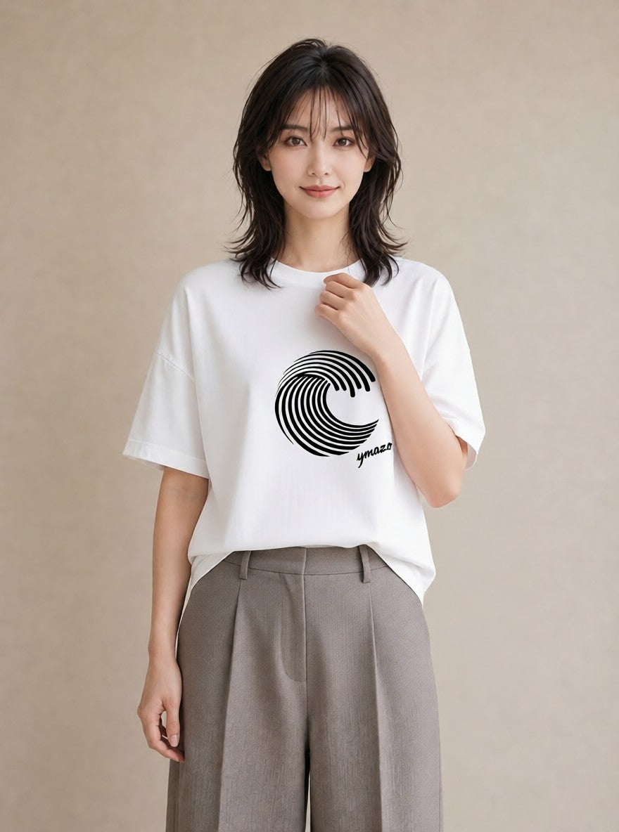 プリントTシャツ レディース 海 リゾート 夏 イラスト フェミニン 綿100 デート 白T YMAZO