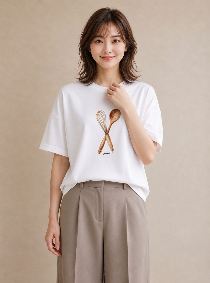 プリントTシャツ レディース 手鏡 アンティーク レトロ ナチュラル イラスト 手描き風 おしゃれギフト 社会人 白T YMAZO
