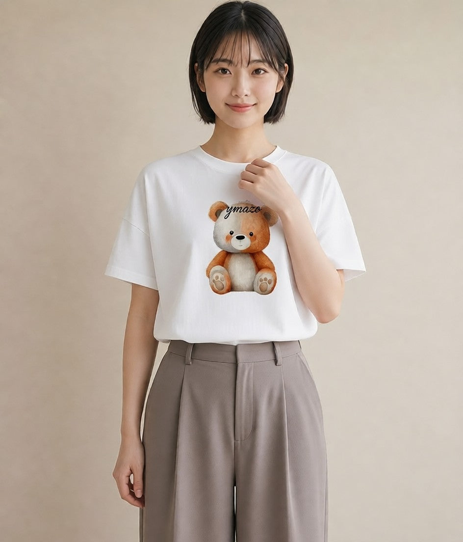 半袖Tシャツ レディース しろくま 白くま 動物 アニマル イラスト 抜け感 クリスマス 旅行 白T YMAZO