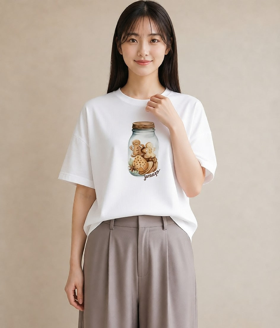 半袖Tシャツ レディース はちみつ 食べ物 フード イラスト レトロ 社会人 女性 白T YMAZO